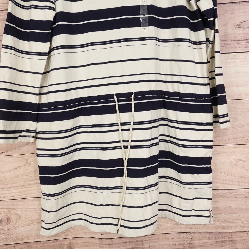 NWT RALPH LAUREN SPORT CREAM NAVY BLUE STRIPED LONG SLEEVE SWEATER DRESS XL NEW! - Picture 3 of 8